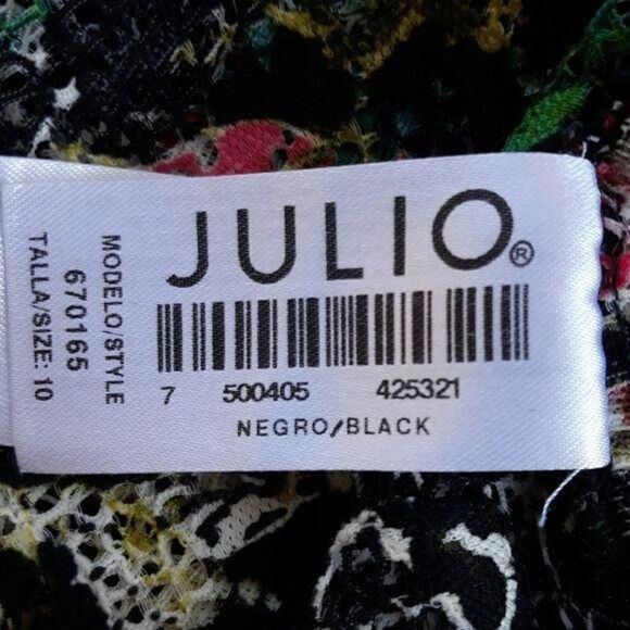 Julio Top Long Sleeve Pullover Net Mesh 3/4 Zip Pullover Lace Floral Print Sz 10 - Picture 12 of 13